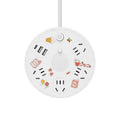 Multi-outlet power strip panel with storage, multi-port socket, home/dorm use, computer-safe, retractable extension cord