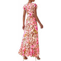 Summer floral maxi dress  spring short sleeve ruffle v-neck flowy bohemian beach vacation sundress