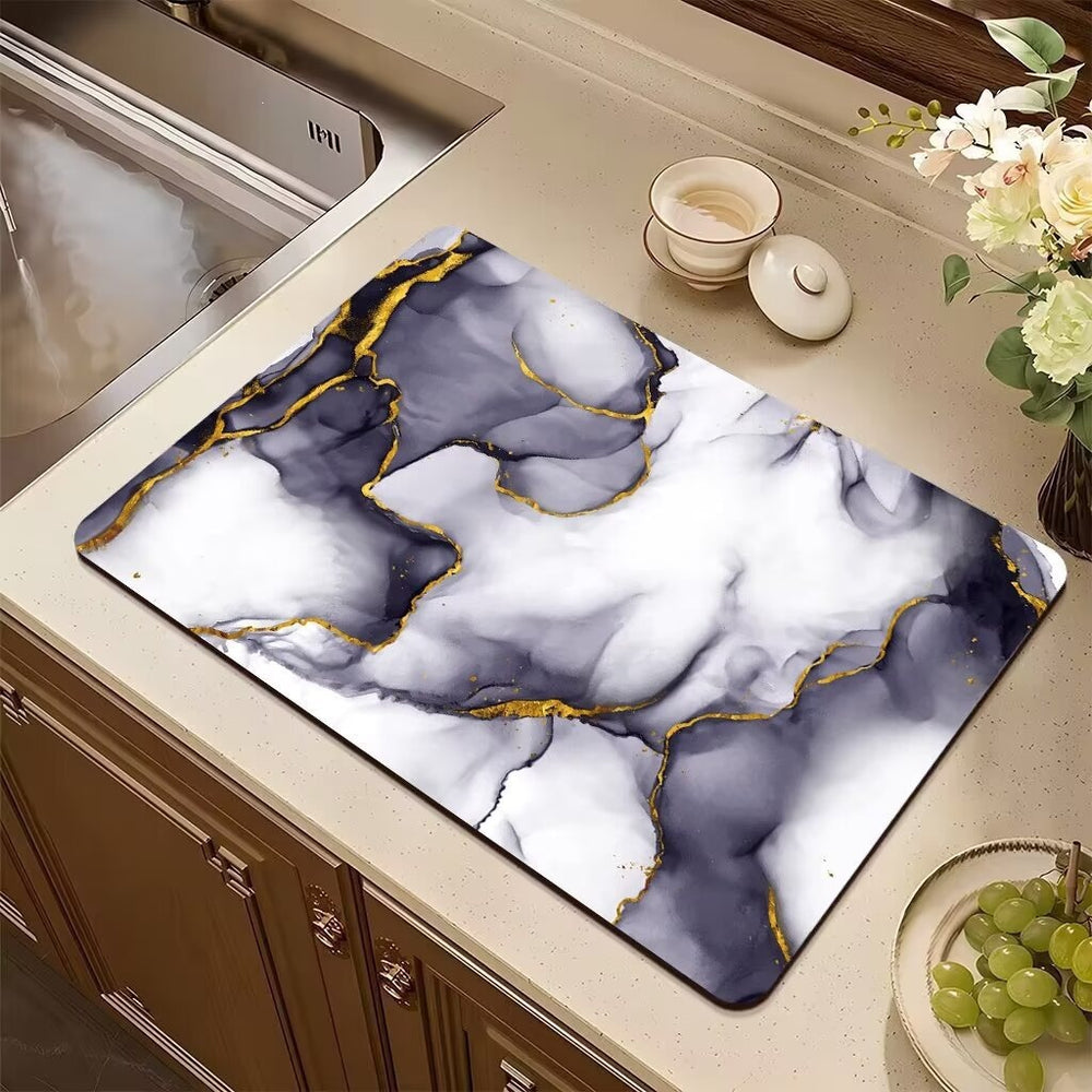 Marble diatom mud kitchen drainage mat dining table heat insulation oven mitts mat bowl and plate drying mat countertop absorbent mat