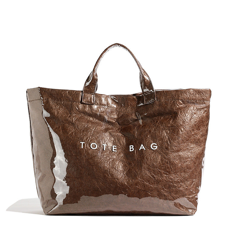 Customized washed composite DuPont paper bag Customized kraft paper tote bag Textured waterproof handbag Environmental protection bag tide