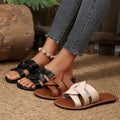 Summernew arrival round toe open toe cut outplaidcasualflats slippers sandals casualfashionoutwear beach women's shoes