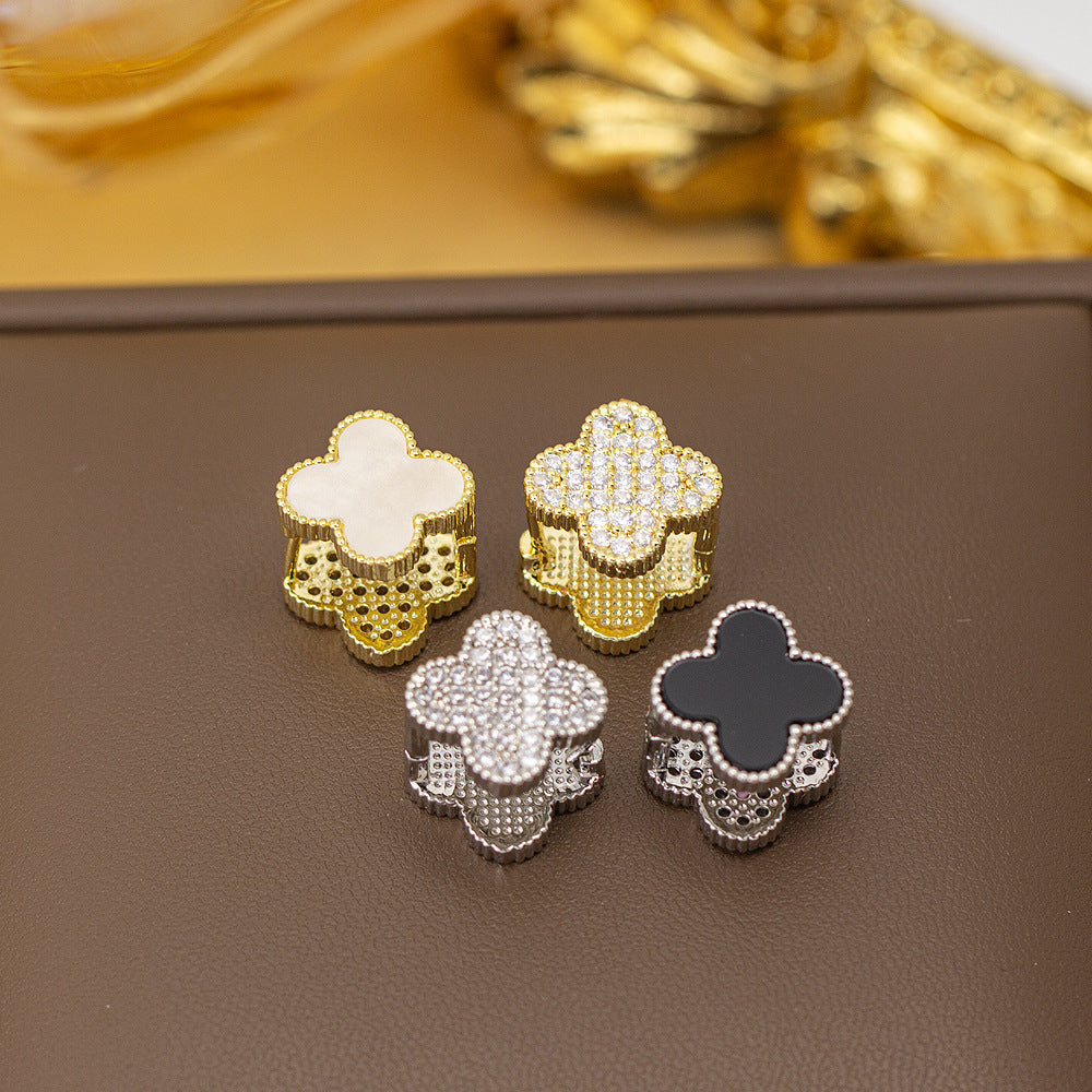 fashion elegant four-leaf clover earrings personalized zircon flower classy earrings niche styleaccessible luxurynew arrival earrings