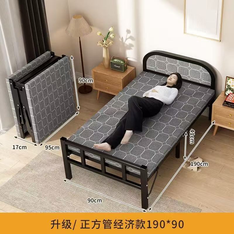 For homefoldable dual-purpose steel frame bed rental house dormitory simple single bed small apartment thickened portable lunch break extra bed