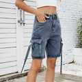 European and american cross-border women's summer new arrivals:  &  street style trendy washed denim cargo shorts (5-inch inseam)