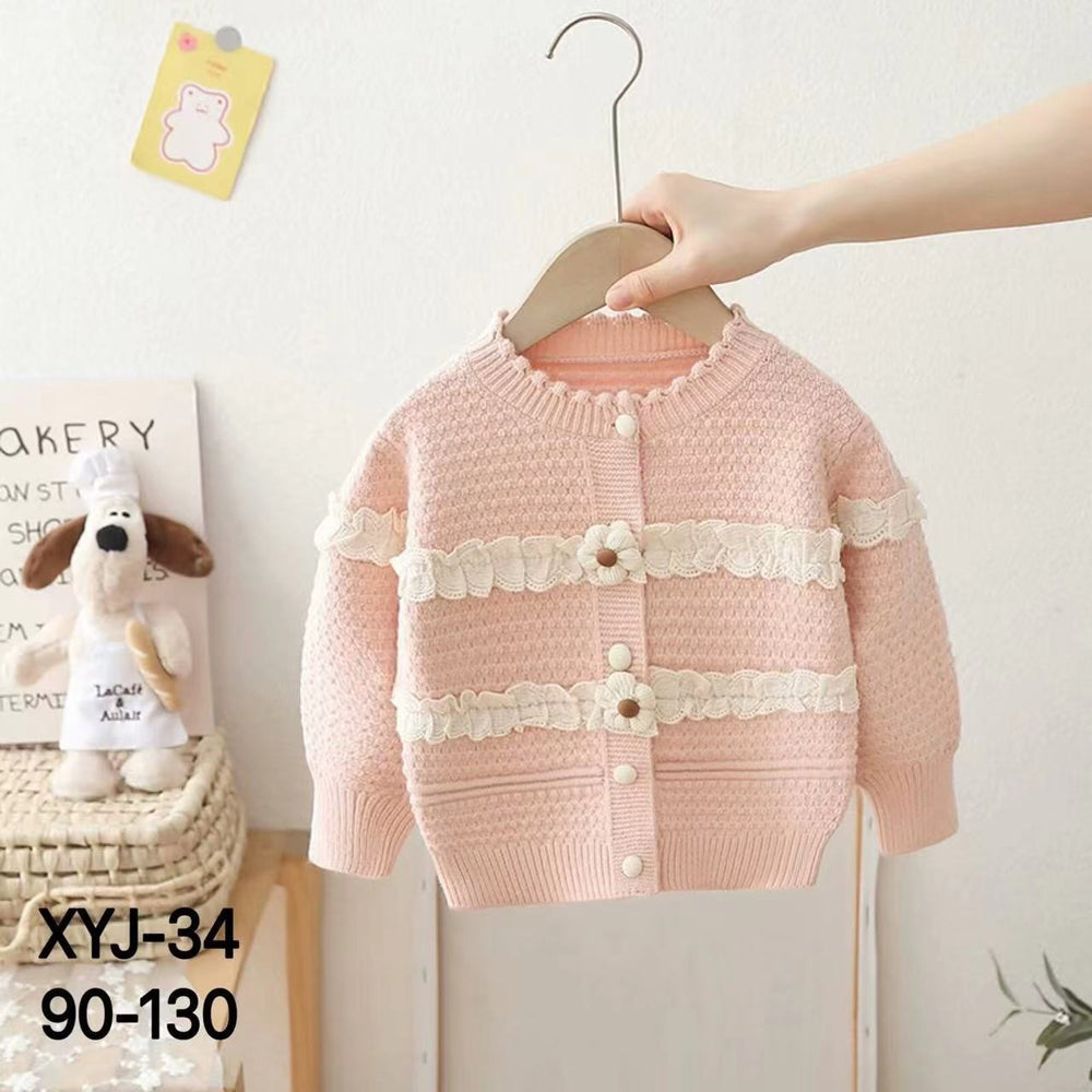 Girls' knit sweater set - new autumn/winter  collection: lace floral top & pants set for little girls