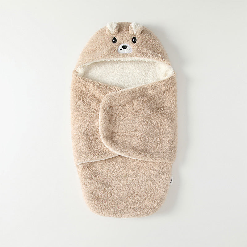 Newborn baby autumn/winter thickened warm swaddle blanket, anti-startle coral fleece swaddle sleep sack for young babies - new arrival