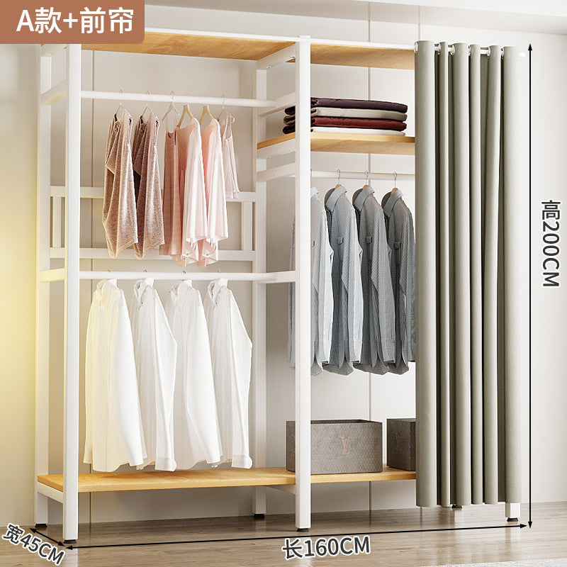 Wardrobe Home Bedroom Simple Assembly Storage Cabinet Rental Room Shelves Strong and Durable Open Wardrobe