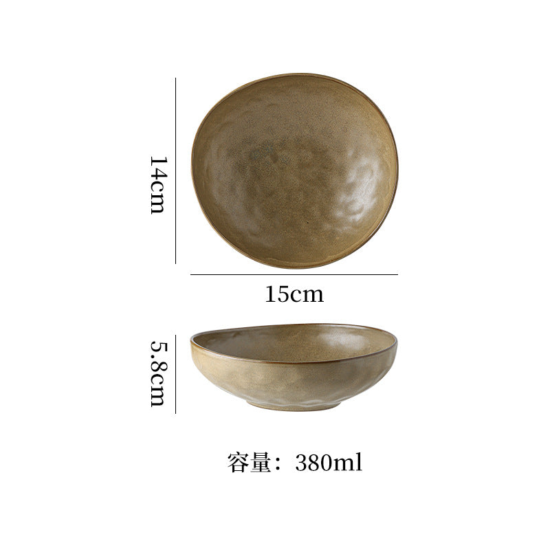 Japanese retro stoneware ceramic tableware restaurant hotel business dessert bowl soup bowl pasta bowl good-looking kiln bowl