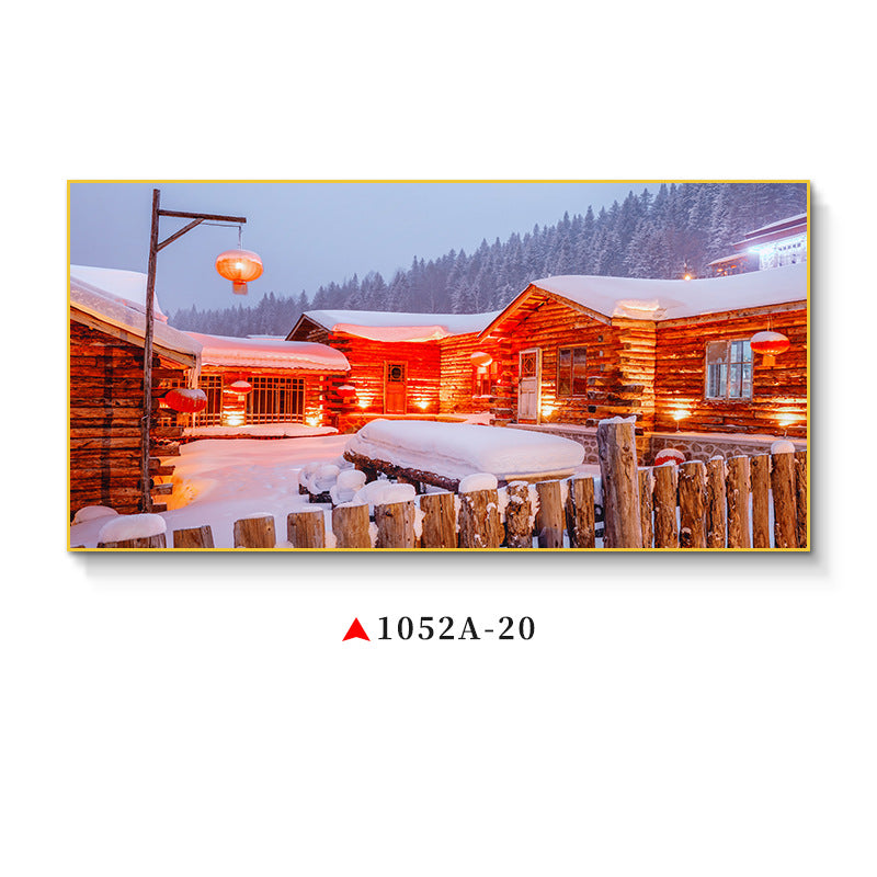 Northeast snow landscape decorative painting rural folk landscape wall painting iron pot stew restaurant farmyard light box hotel hanging painting
