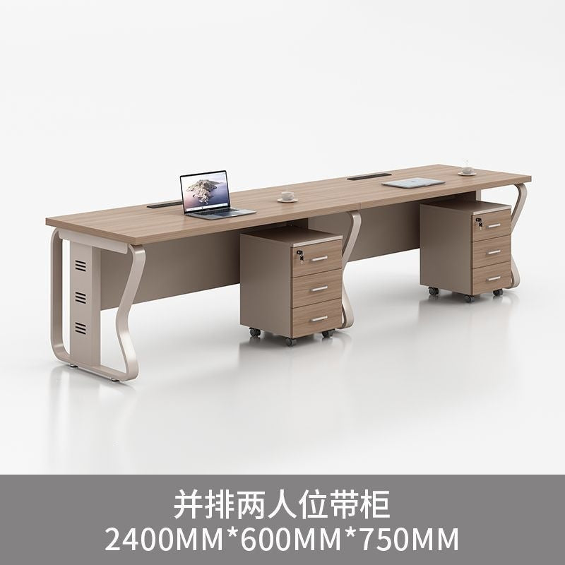 Computer desk and chair set - modern minimalist conference table for meetings, partitioned multi-person office desk for employees