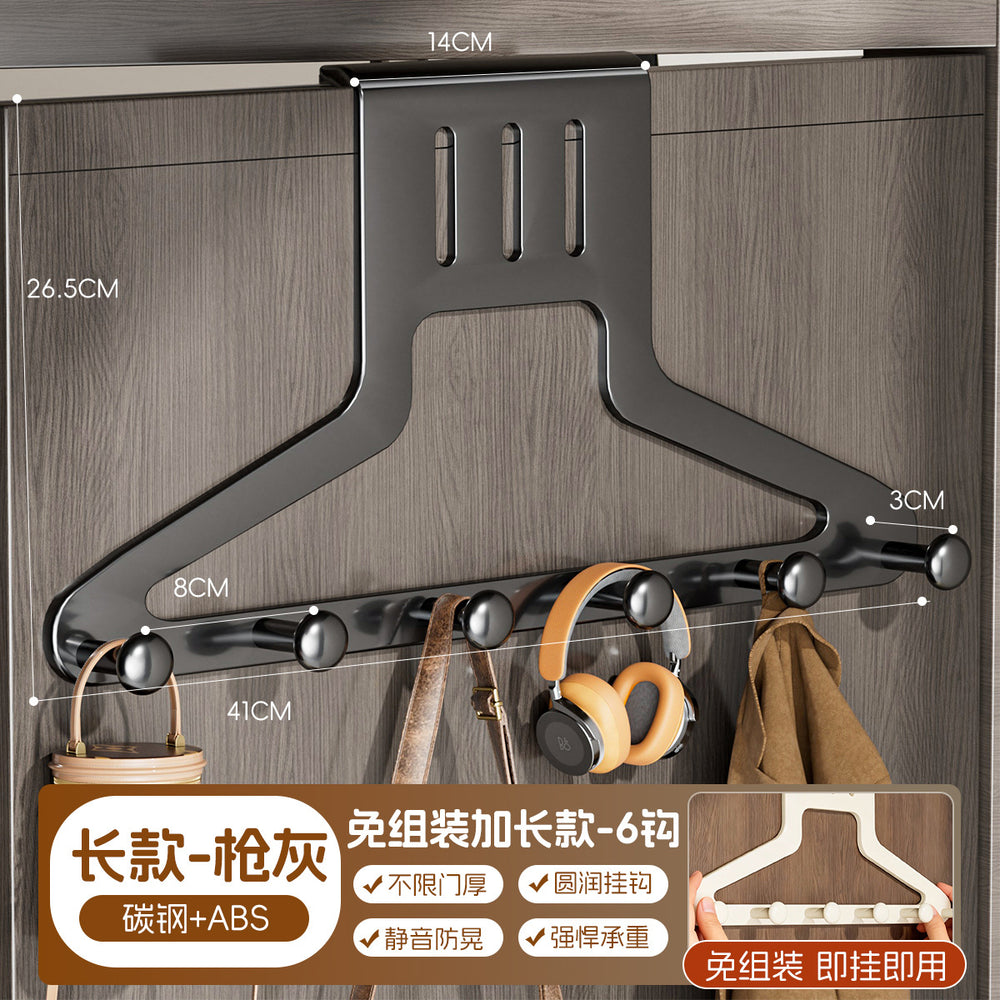 Over-the-door hook rack - no drilling required! heavy-duty adhesive hanger for entryway, perfect for hanging clothes, bags, and more. your ultimate storage solution!