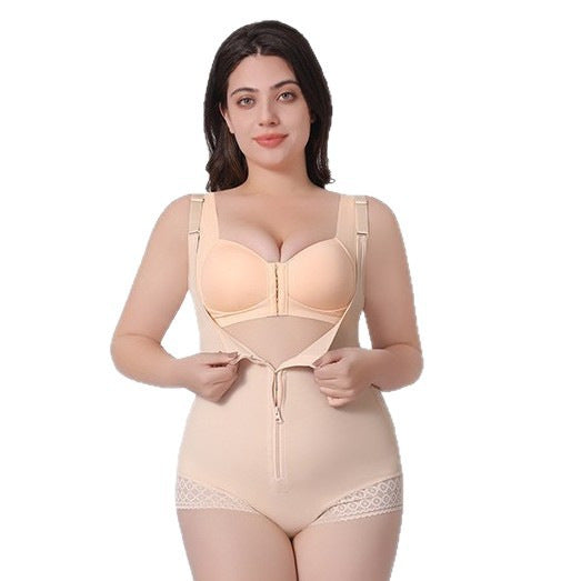 Waist shaping three-breasted corset, abdominal belt, thin intimates enhanced version zipper open one-piece corset