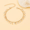 fashionsummerfashion beach style foot jewelry water drop zircon tassel pendant anklet women's gorgeous wheat ear foot