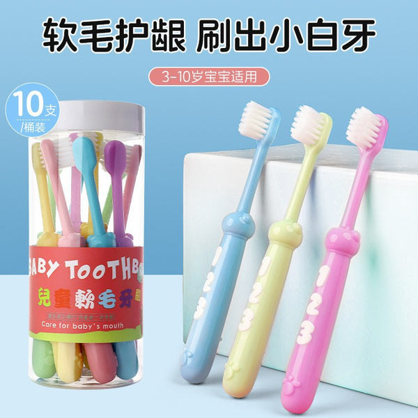 Children's toothbrush 3-6-9-12 years old Soft hair mouth protection Cute baby oral cleaning brush Ten barrels