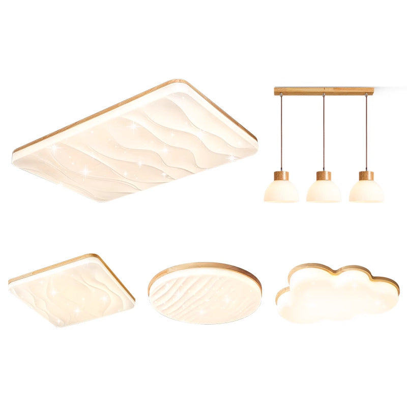 Japanese-style Nordic log wind living room ceiling light full spectrum eye protection cream wind hall main light whole house lighting package