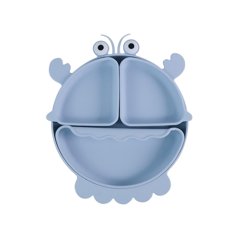 Food grade silicone children's plate baby complementary food bowl cartoon crab grid plate baby independent eating tableware
