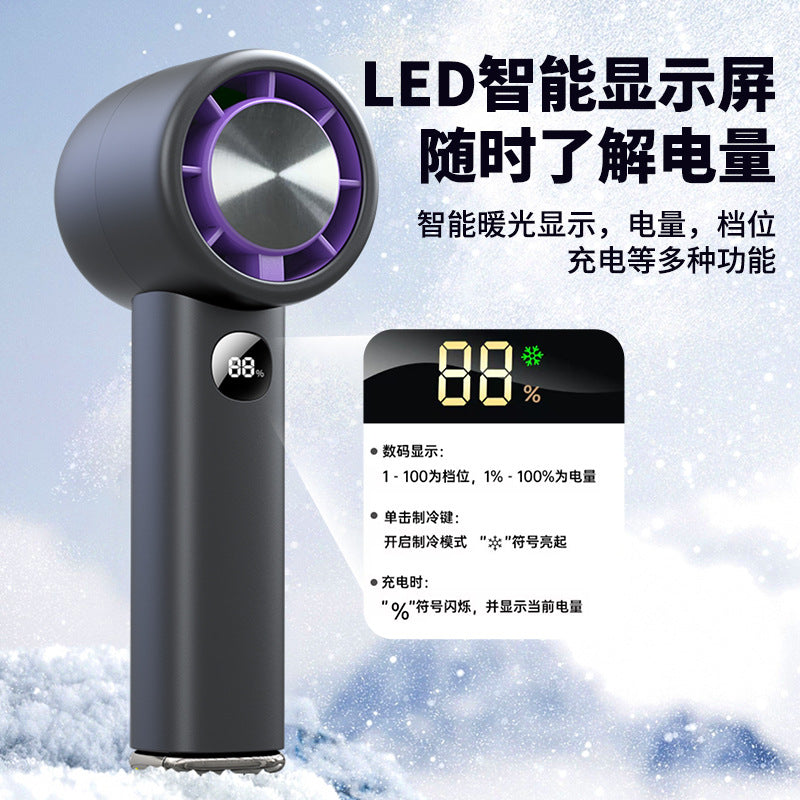 New wh08 high-speed cooling fan - portable handheld fan for outdoor use, 100-speed adjustable, powerful wind, silent turbine mini fan