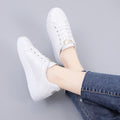 spring/summer new women's pu leather breathable athletic style casual sneakers, skate shoes, student white shoes, ins low-top