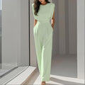cross-border european and american women's clothing: new summer collection - chic and elegant "queen bee" style solid color fitted jumpsuit