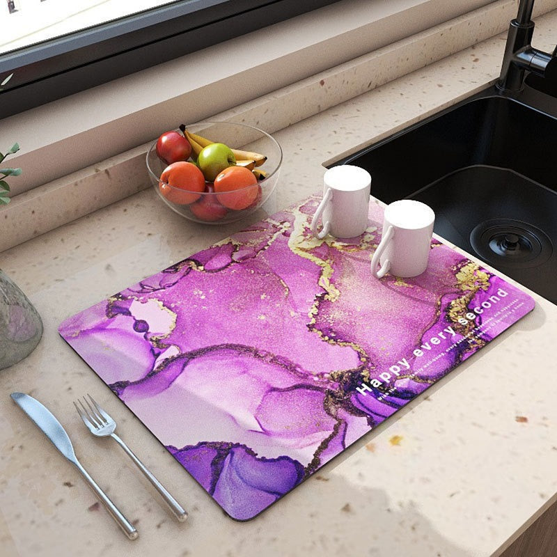 marble diatom mud kitchen countertop absorbent mat non-slip mat dish drying mat dining table insulation mat
