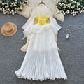 Fairy pleated dress women's summer atmosphere rufflesk-stylehigh waist long skirt whiteelegantpleated skirt