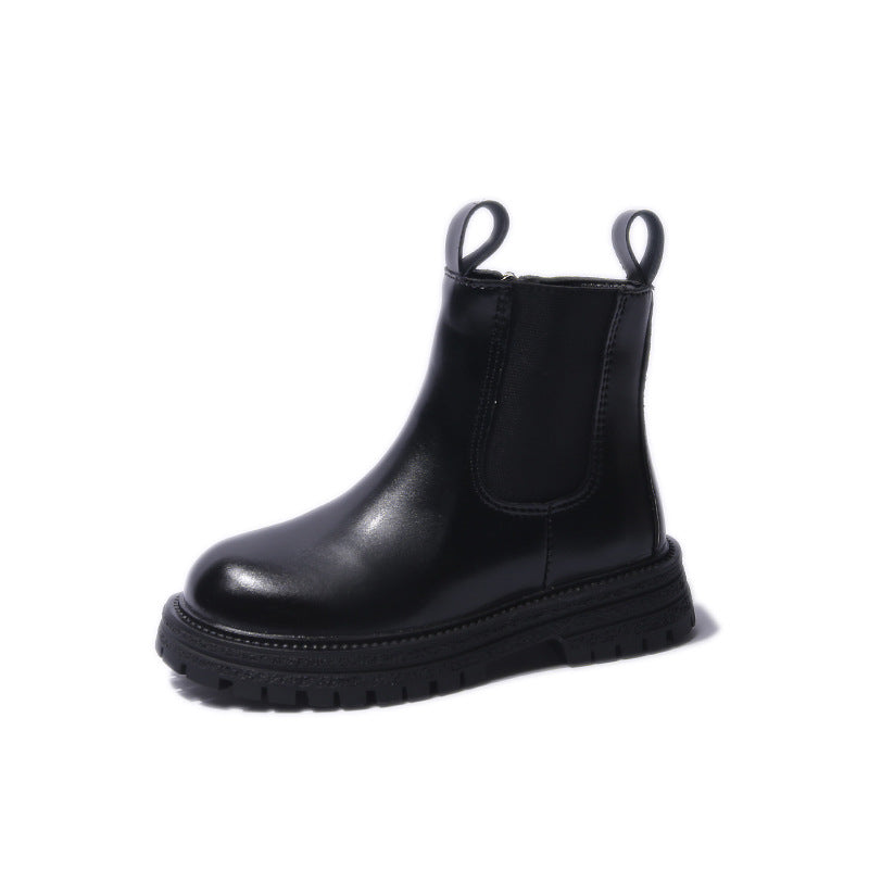 Korean version of fashionable children's boots, autumn new British style solid color long medium and small children's Martin boots, girls' shoes