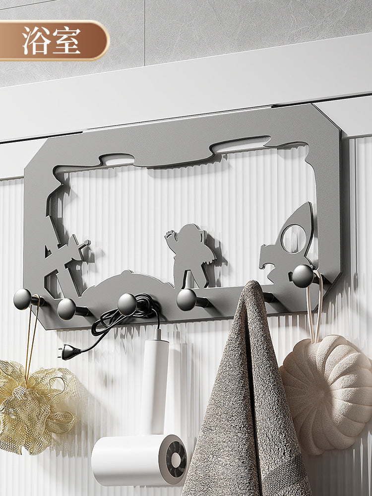 No punching of the hook behind the door, hanging hanger, strong load-bearing storage rack, wall hanging hanger on the door, door back type