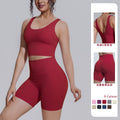 Sexy v-shaped back sports bra high waist hip lifting tight shorts suit quick-drying yoga clothes running fitness clothes