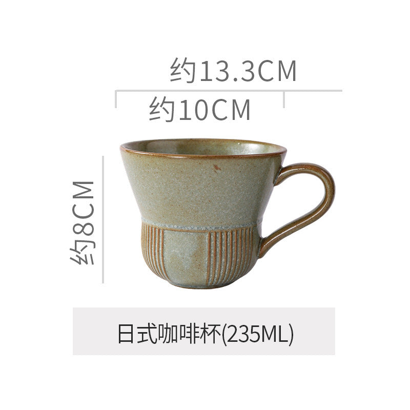 Creative trumpet shape clay coffee cup latte latte cup japanese style chinese ancient style plate plate for home mug
