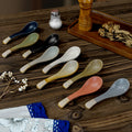Creative kitchen ceramic tableware small spoon japanese retro cute high-value household spoon soup spoon rice spoon
