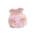 Baby girl summer cute sweet watermelon sleeveless white pink plaid triangle romper outing jumpsuit