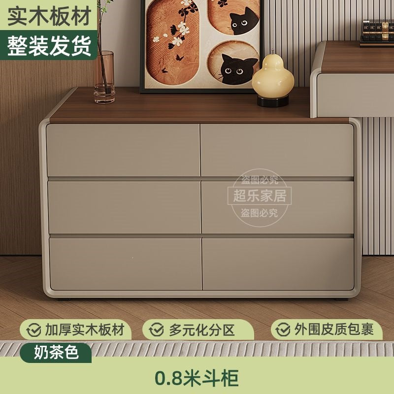 Vanity table bedroom casual walnut color chest of drawers vanity table all-in-one small makeup table retractable makeup table