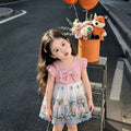 Girls' summer dress  new style chic children's heavily embroidered butterfly princess dress baby formal dress lightweight