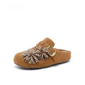 Thick sole hidden heel fireworks rhinestone birkenstock shoes women's 2026new arrivalspring and summer toe-cap half slippers outwear sandals flats