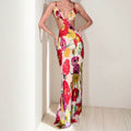women's summer maxi dress - cross-border european & american style - sexy spaghetti strap printed backless dress