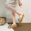 Thick sole 4cm summernew arrivaloutweareasiest for matchmesh bows heightening flip flops women's vacation beach slippers women