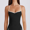 Fitness tops sling sexy spaghetti strap contrast color white stripes halter sports intimates bra vest yoga suit women