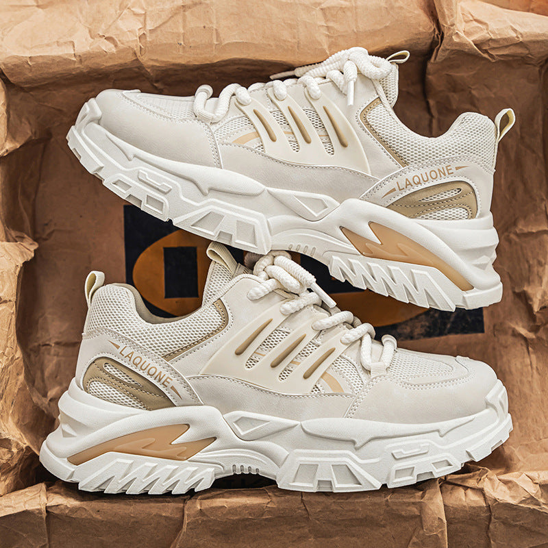 Summer men's breathable mesh athletic dad shoes, youth casual sneakers, men's trendy versatile chunky sole shoes