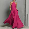 spring/summer new arrivals: european and american -style independent store cotton-linen blend minimalist open-back sleeveless maxi dress