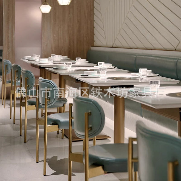 Western restaurant branch fresh natural milk tea dining table and chairs table and chair fashion combination light luxury Mediterranean marble hot pot