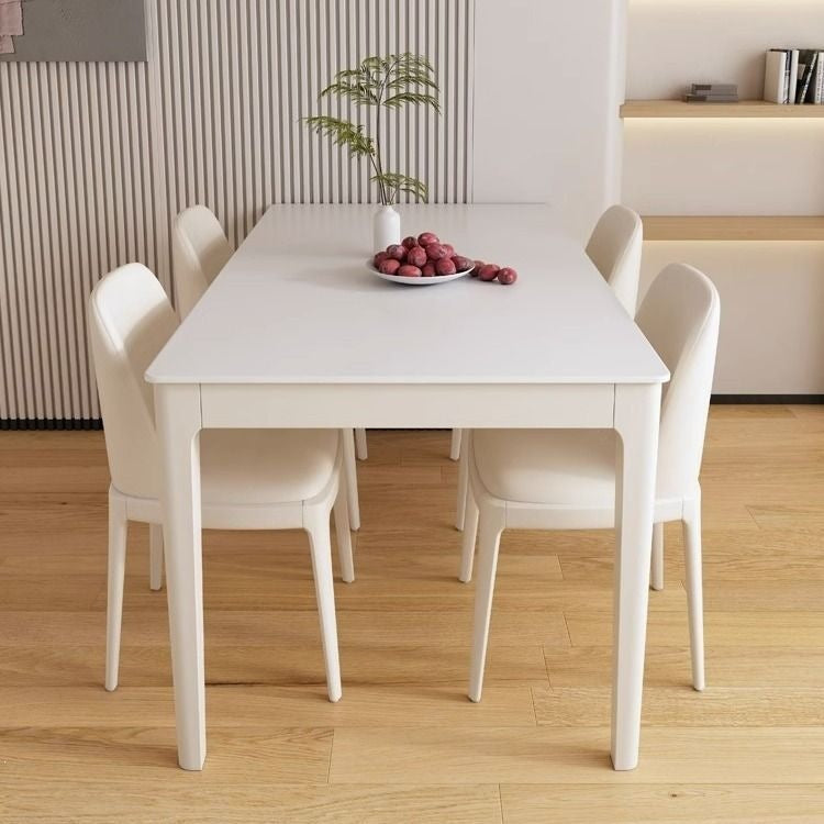 Solid wood modern rock slab dining table and chair set - minimalist italian style luxury dining table for home use