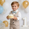 New arrival: factory direct british style boys' plaid vest, shirt, and trousers set - perfect for first birthday celebrations and formal occasions