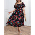 code new arrival  women's original fashion square neck lace high waist printingdress
