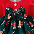 foreign trade christmas element long-sleeved jumpsuit european and american infant pit strips flying sleeves embroidered santa claus printing