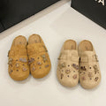 Family wear birkenstock shoes toe-cap half slippers for women outwear inner height new arrivalretro lazy half slippers crocs shoes for women