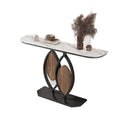 Italian slate creative entrance table, light luxury entrance table, normcore style grids entrance cabinet, wall-mounted semicircular end scene table