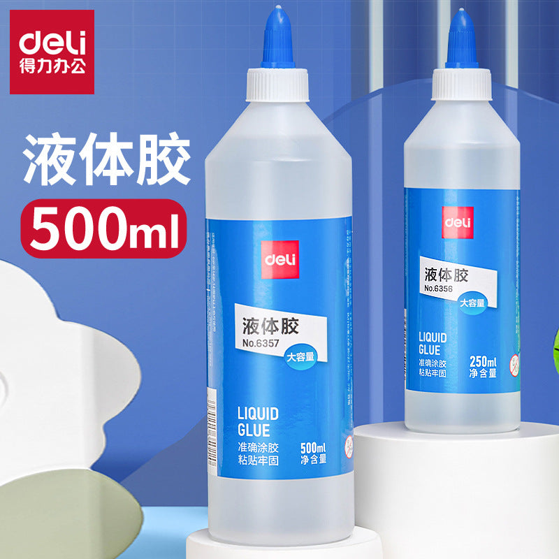 Deli glue 6357 liquid glue, 500ml liquid transparent glue in a vat, good adhesion, handmade glue, super glue.