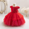 Fashionready-made girl airplane sleeve dress gold sequin princess dress first birthday dress girl dress