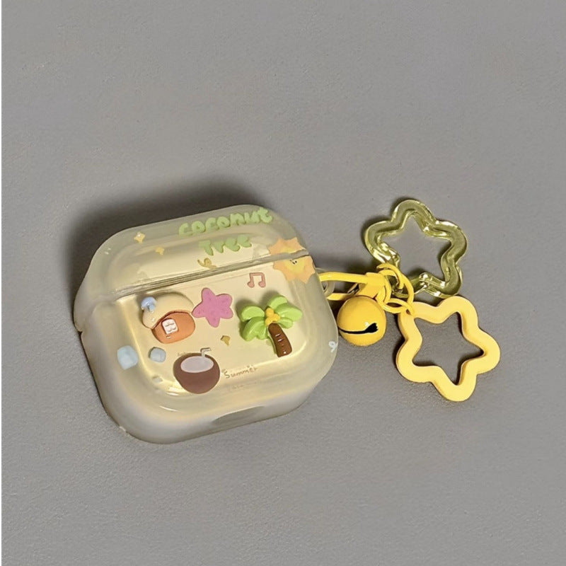 Suitable for pro2 protective cover 23rd generation shell three-dimensional coconut tree cabin Suitable for apple airpods4 protective cover airpod