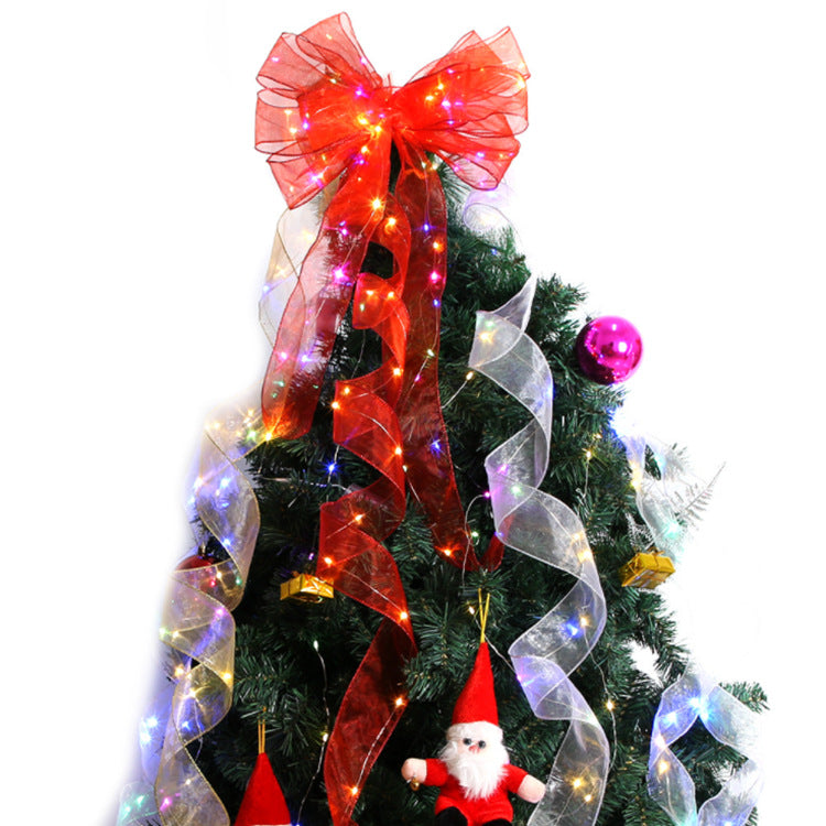 led ribbon light string, Christmas tree decoration lights with gift box bow satin with light copper wire light strictly selected